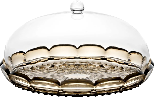Guzzini - Plat à gateau avec cloche vanity lily Marron