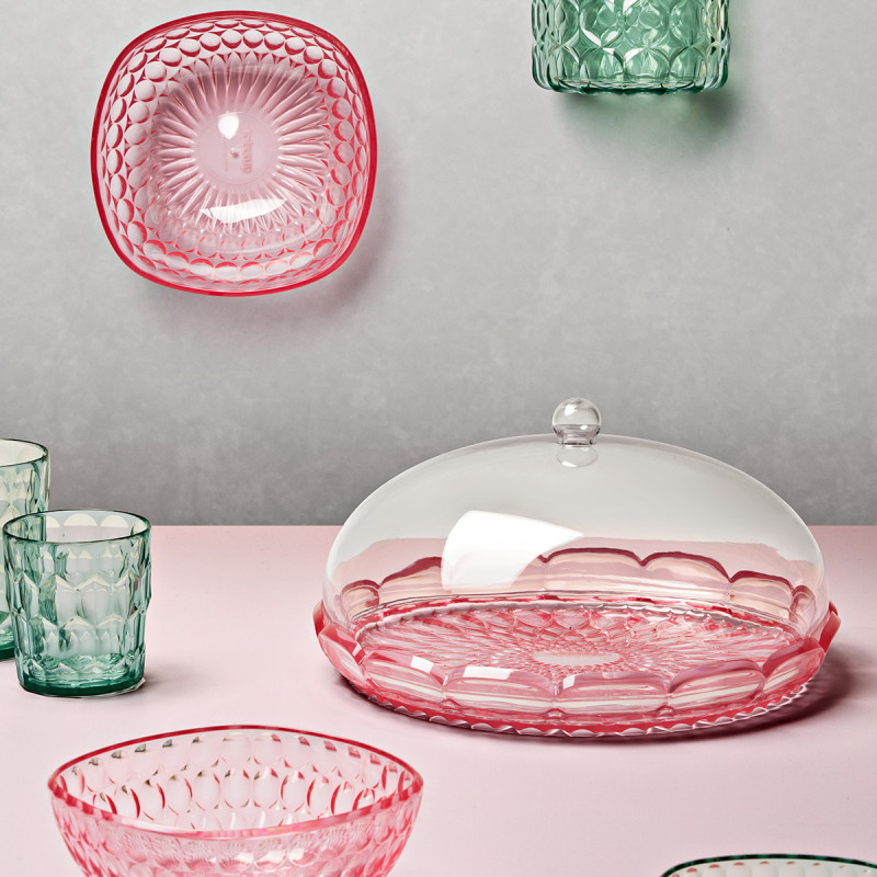 Guzzini - Plat à gâteau avec cloche Vanity lily Rose