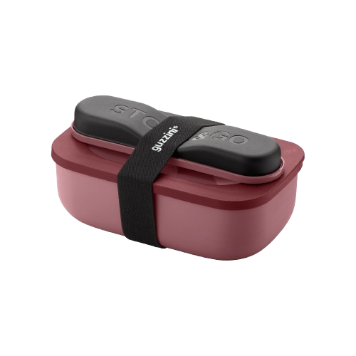 Guzzini - Store&Go, Coffret Lunch Box avec Couverts de voyage - Rose